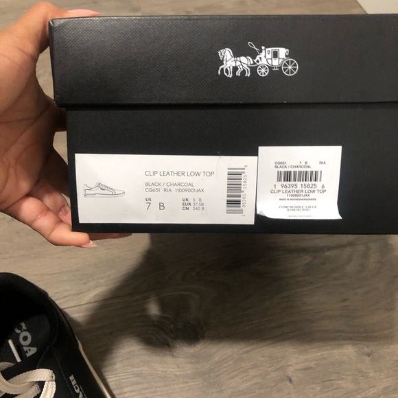 Coach Leather Low Top Black and White Women's Sneakers - Picture 7 of 7